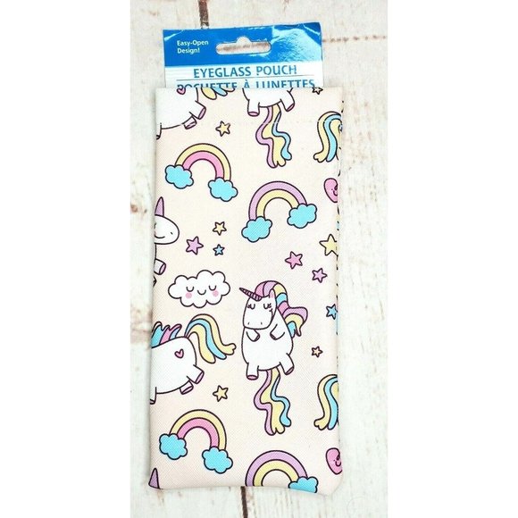 Unicorn Hearts And Clouds Graphic Designer Colorful Eyeglass Pouch - Picture 1 of 5